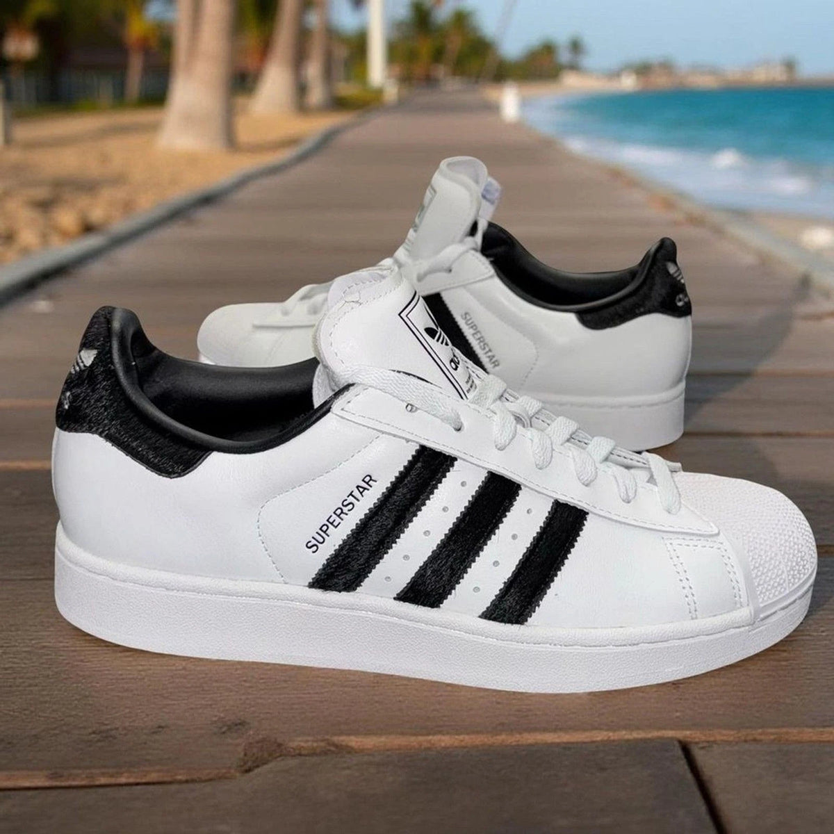 adidas Superstar II W Women's 11 White Black Faux Fur IH9267 New