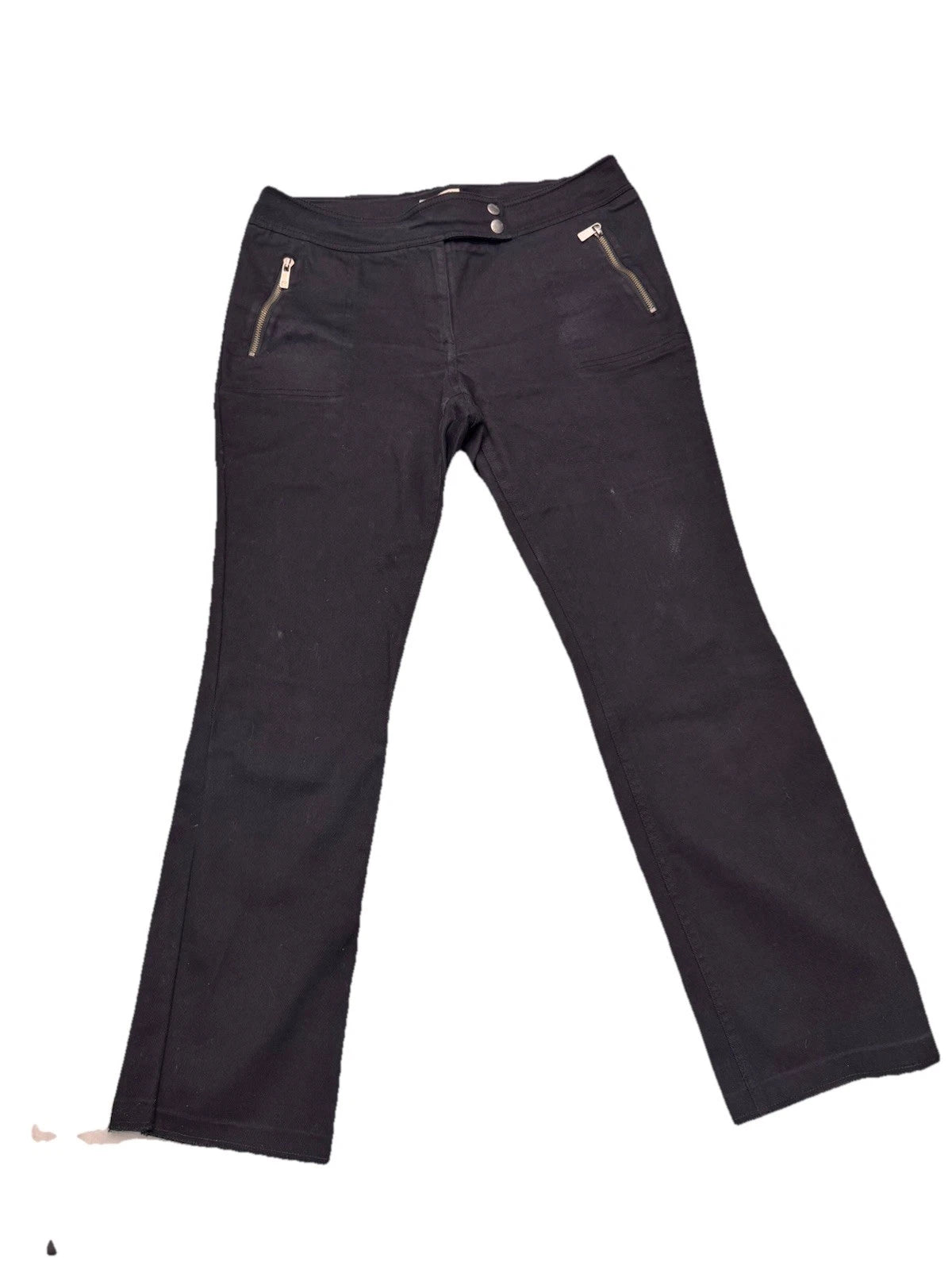 Vintage Michael Kors Zipper Pockets Black Straight Leg Denim Pants Women's