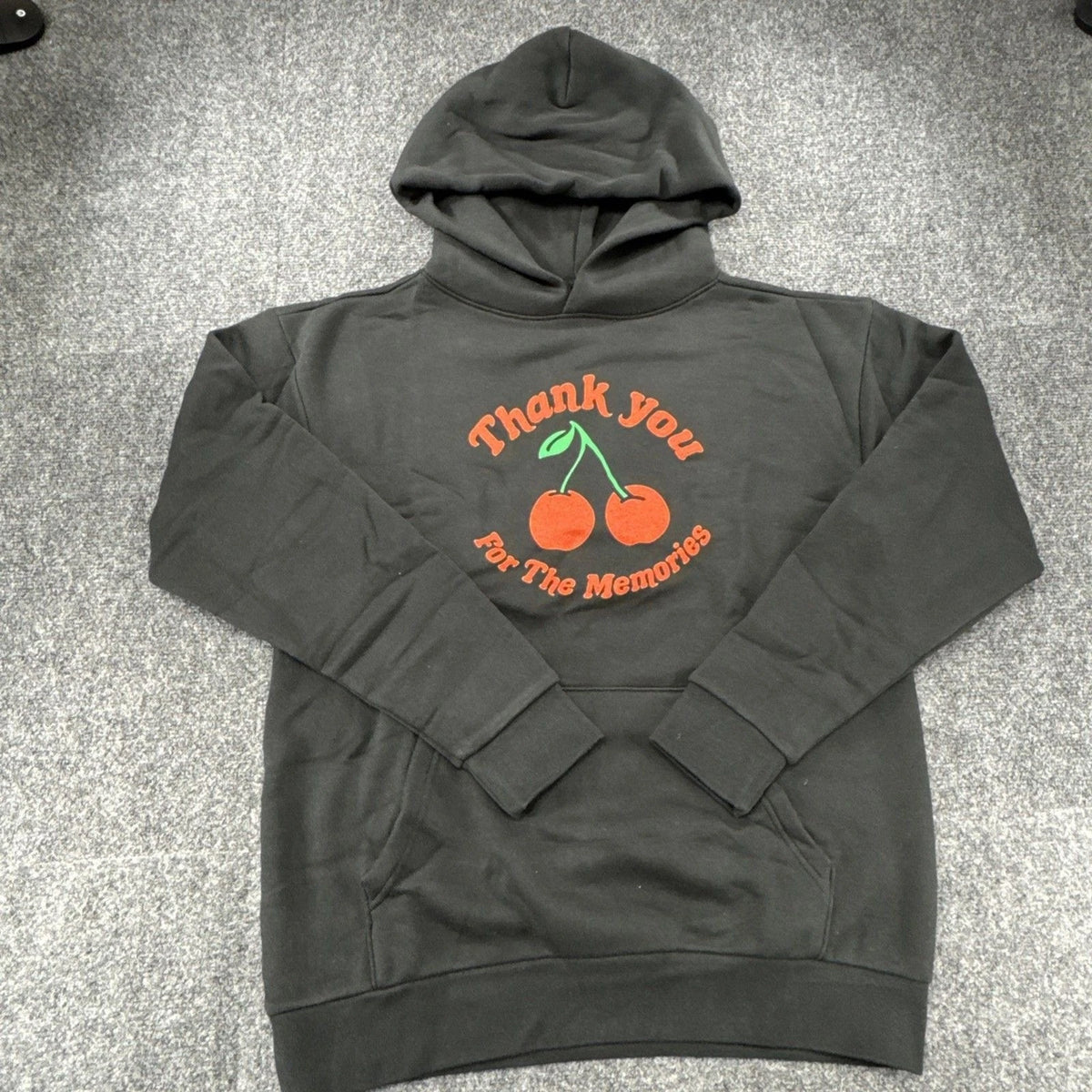 Market Cherry Thank You For The Memories Hoodie XS Black Oversized Graphic NWT