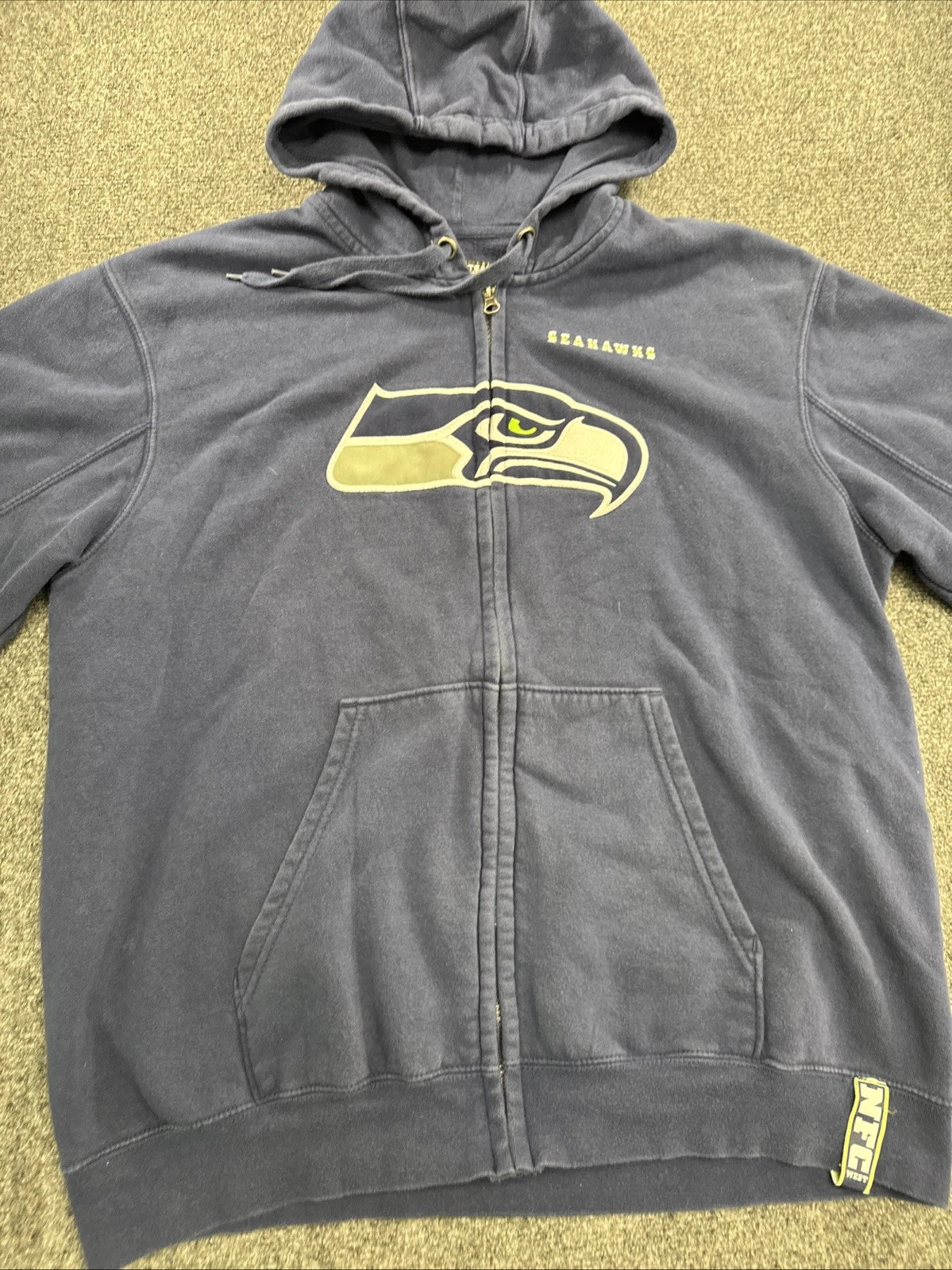 NFL Team Apparel Seattle Seahawks Full Zip Hoodie Blue Logo Sweatshirt Men’s XL