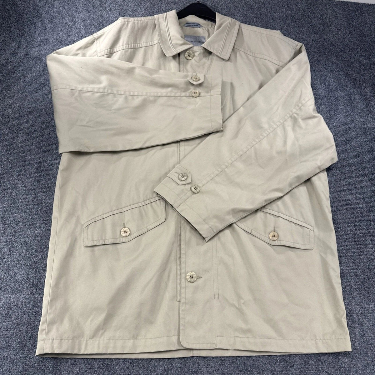 Geoffrey Beene Trench Coat Men's L Beige Cotton Blend Car Coat EUC