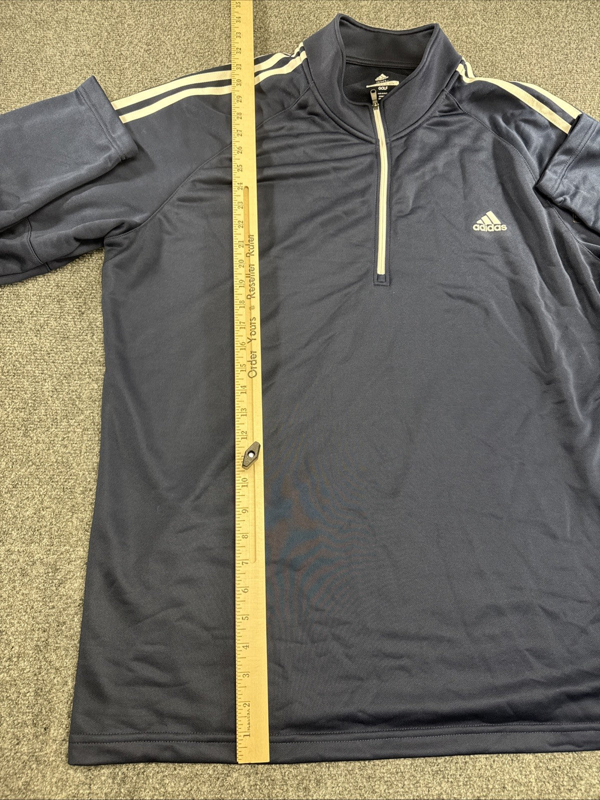 Adidas Golf Men's 2XL Navy UPF 50 3-Stripe Quarter Zip Performance Pullover NWT