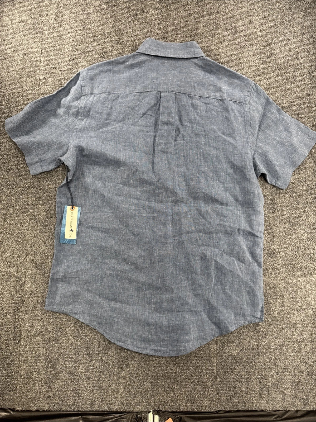 Caribbean Joe Linen Shirt Mens S Blue Short Sleeve Button Up NWT Beach Resort