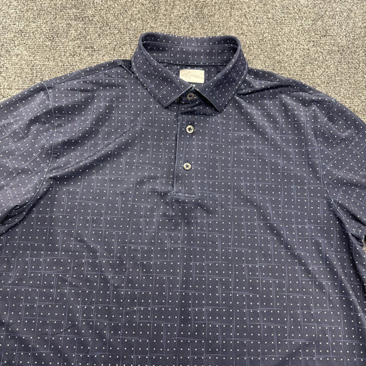 Greg Norman ML75 Stretch Golf Polo Mens S Navy Geometric PlayDry Shirt BNWOT