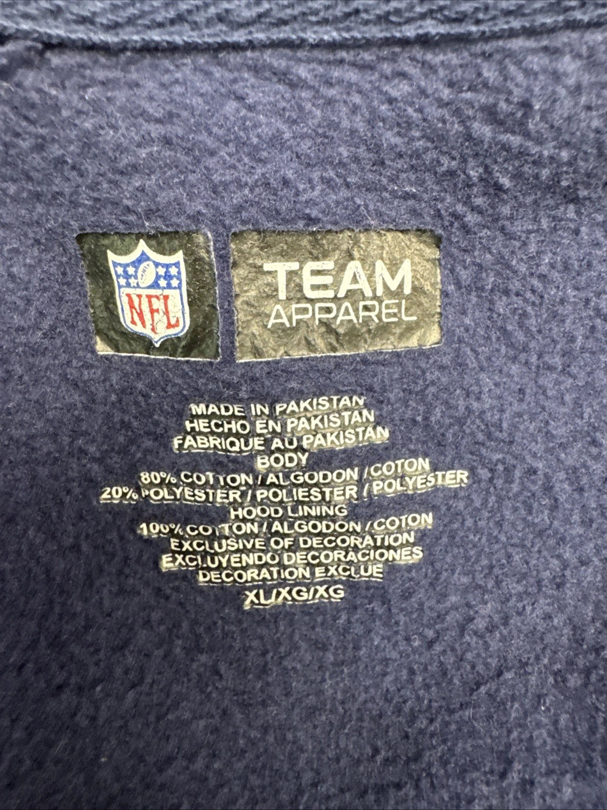NFL Team Apparel Seattle Seahawks Full Zip Hoodie Blue Logo Sweatshirt Men’s XL