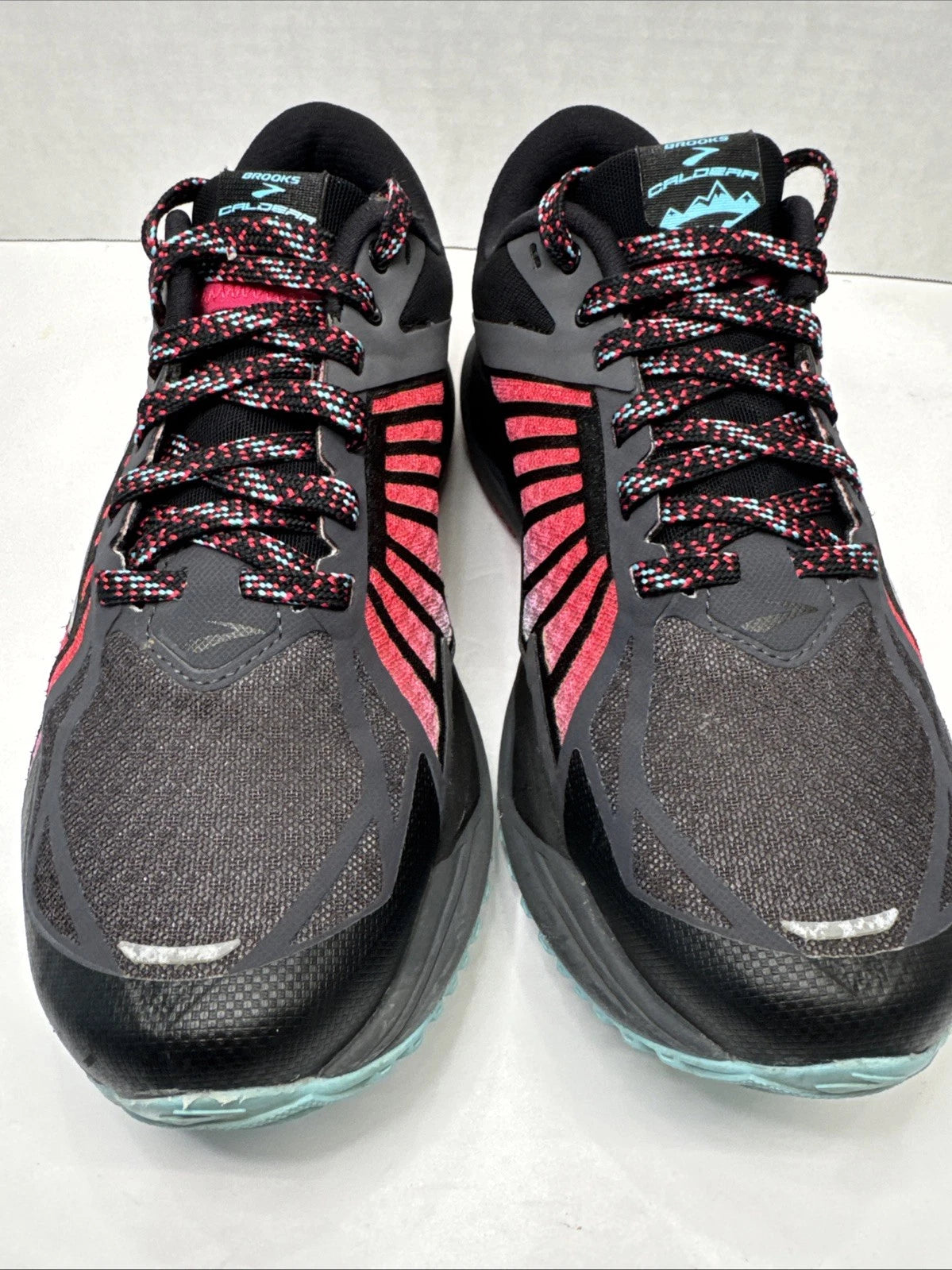 Brooks Caldera Women’s 7.5 Trail Running Shoes Black Pink Aqua 1202321B065