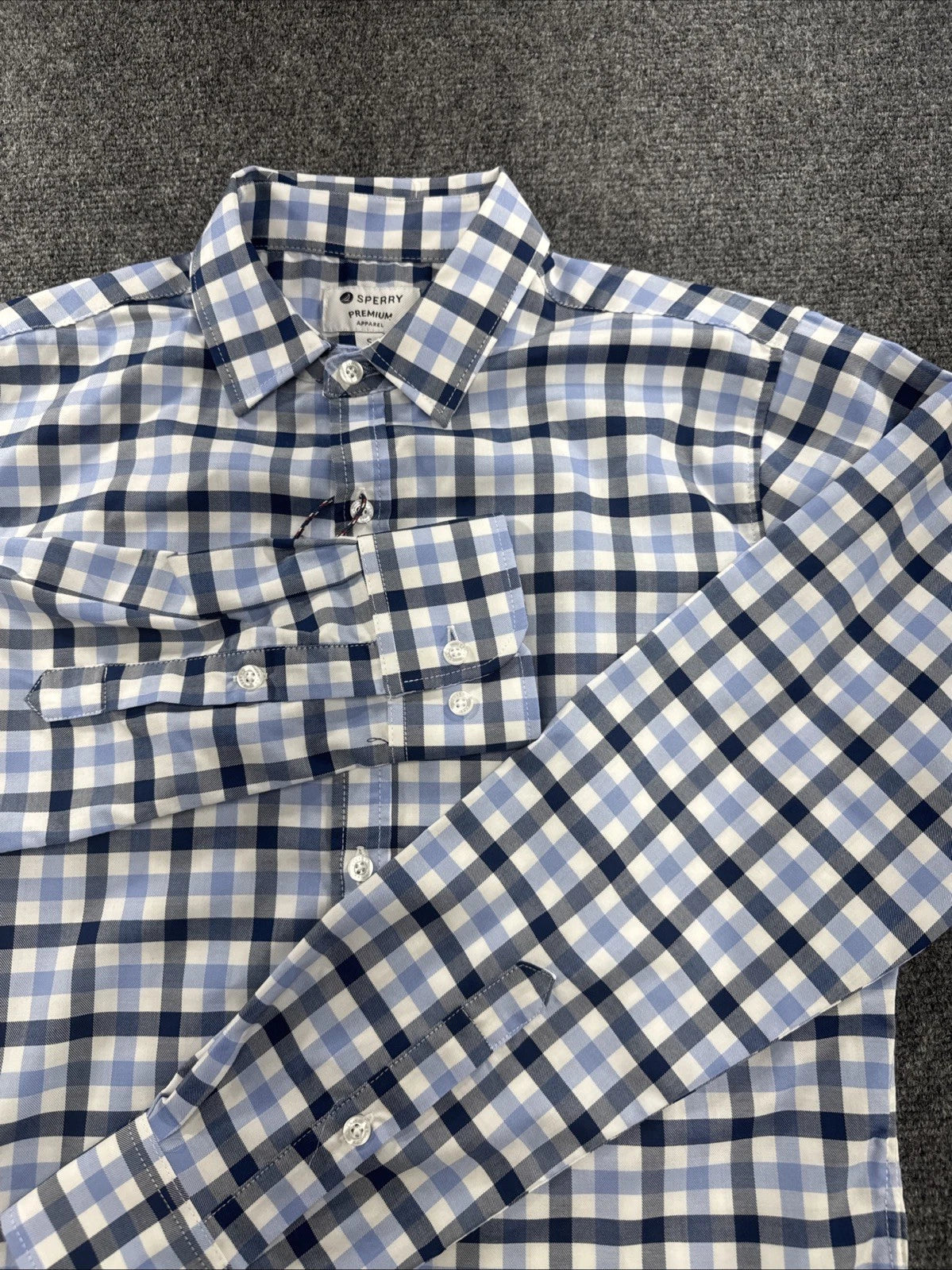 Sperry Premium Apparel Shirt Mens S Blue White Plaid Long Sleeve NWT SP7156