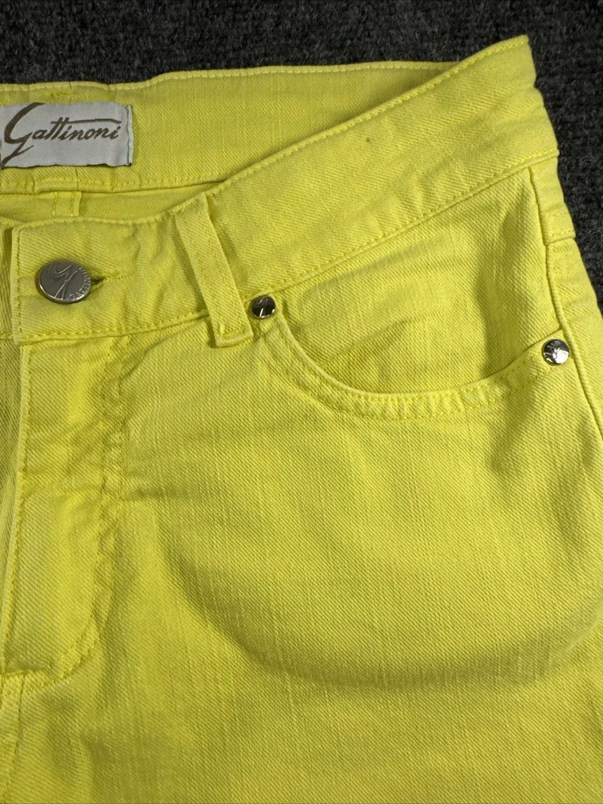 Gattinoni Jeans Women's 30 Neon Yellow Chartreuse Straight Leg Designer