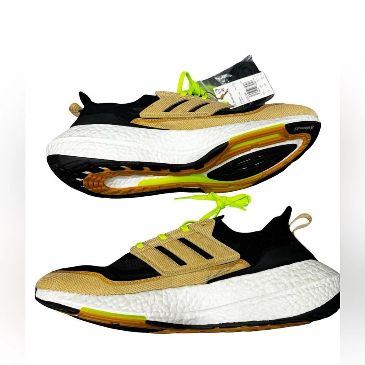 adidas Ultraboost 21 GX5254 Mens 14 Black Beige Signal Green BNIB Laces