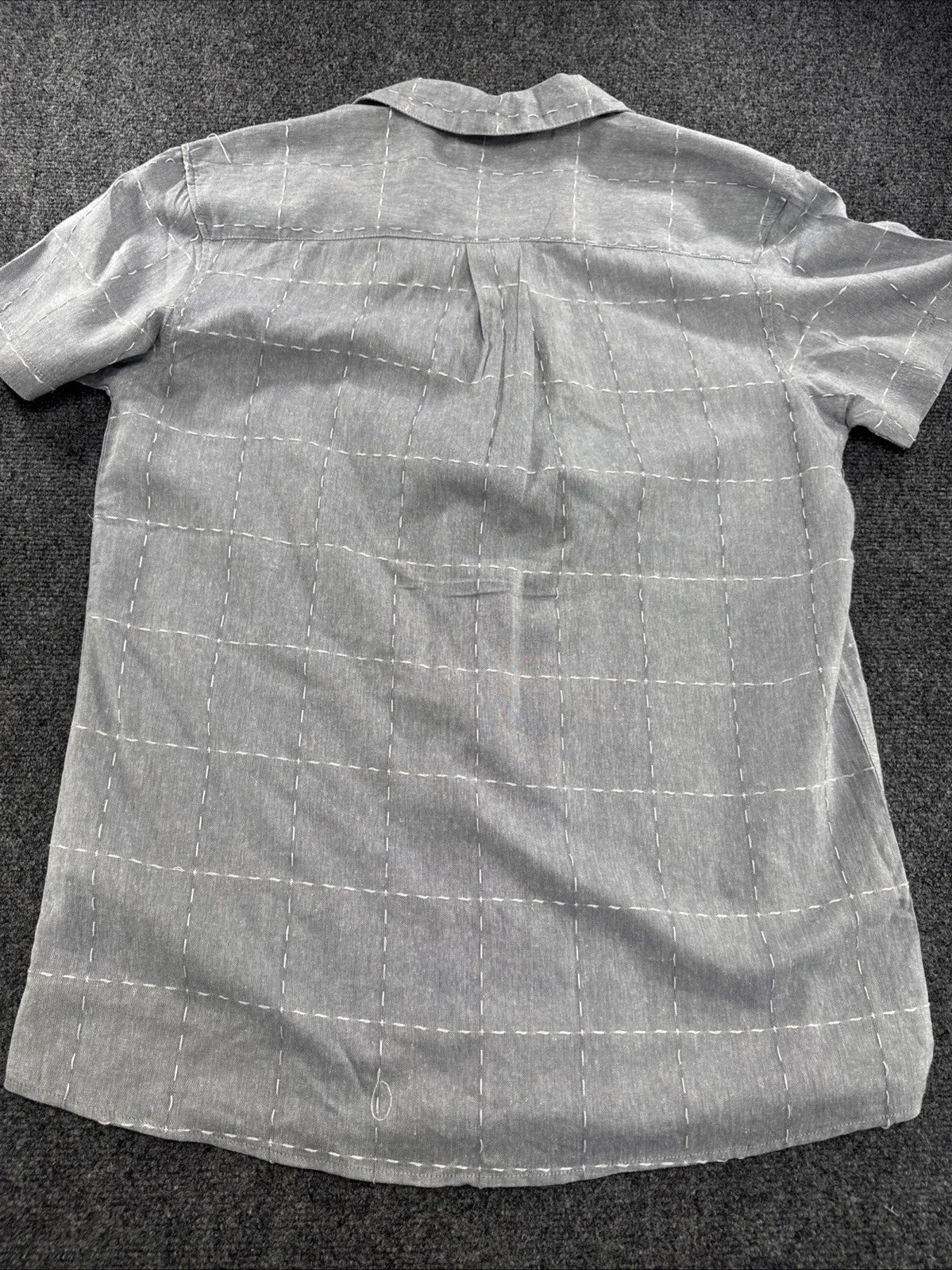 Ike Behar Linen Blend Camp Shirt Mens M Gray White Windowpane NWT
