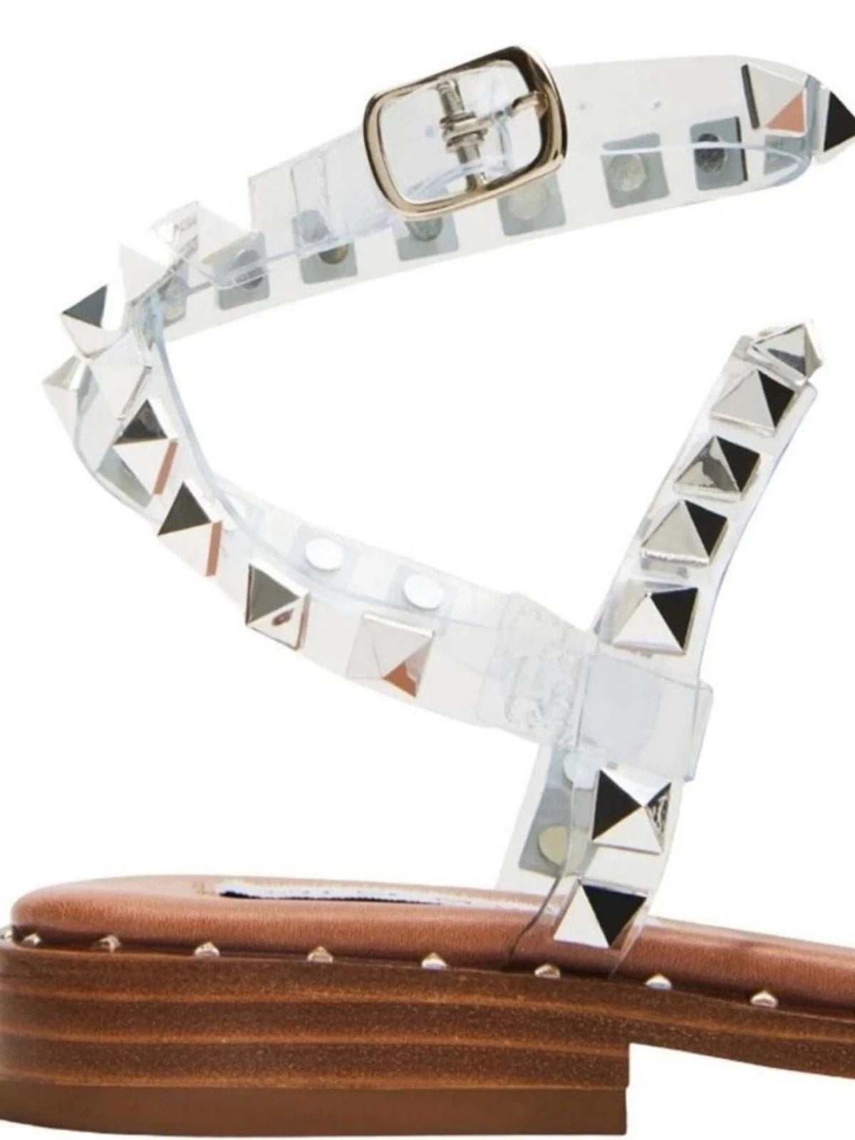 Steve Madden Clear Studded Sandals Womens Size 9 Slip On Summer Chic