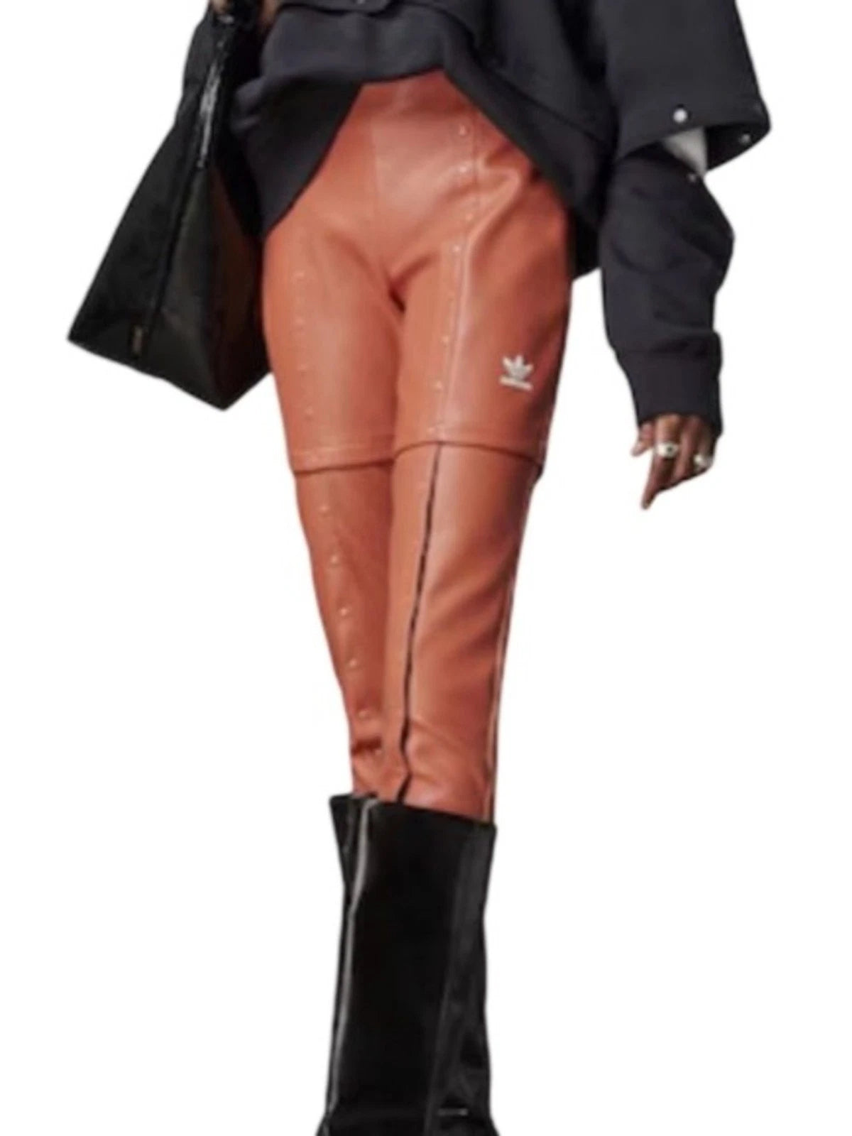 adidas Always Original Women’s XS Faux Leather Snap Pants HC3029 NWT