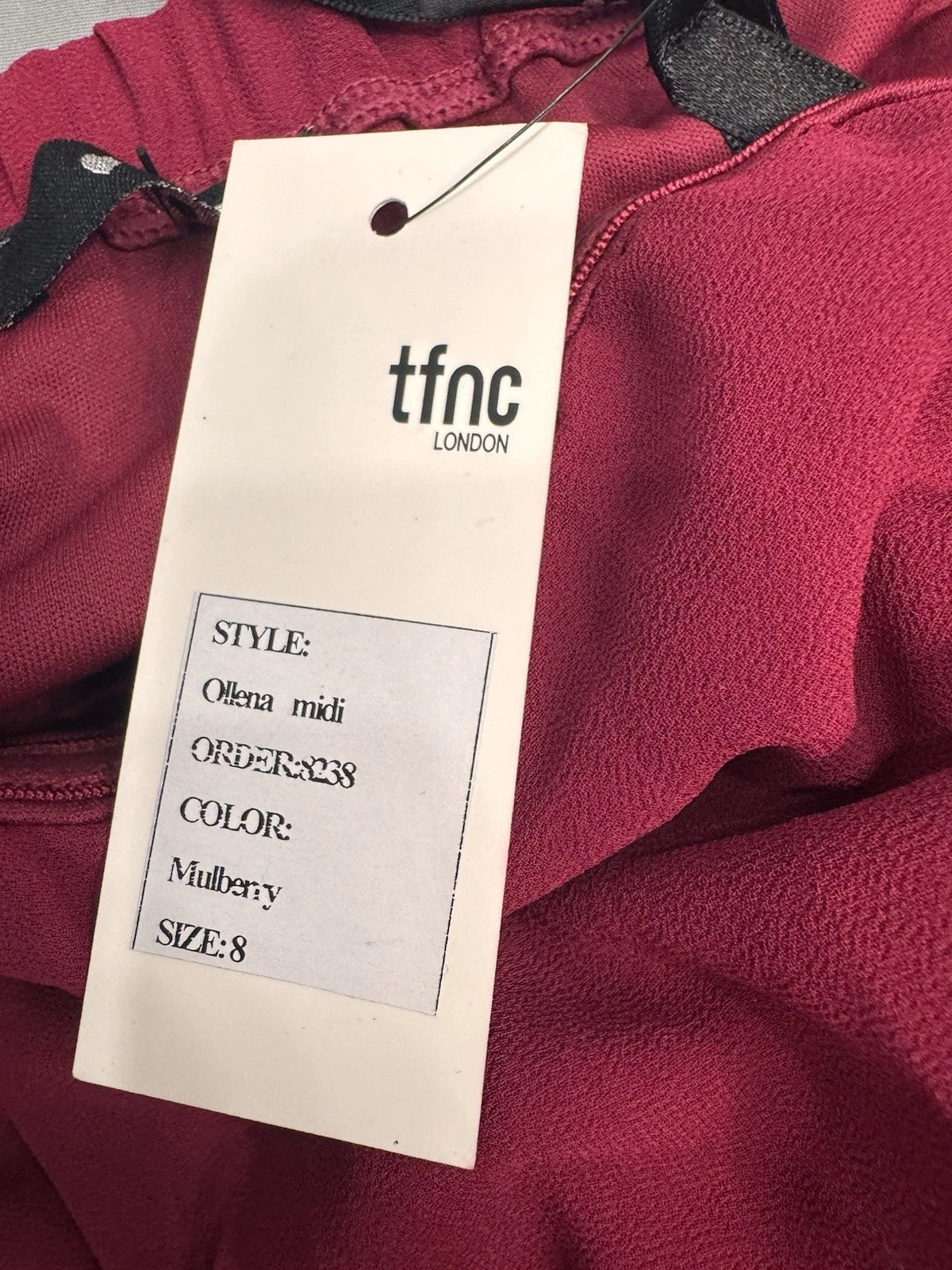 TFNC London Ollena Midi Dress Womens 8 Mulberry Purple Formal Cocktail NWT