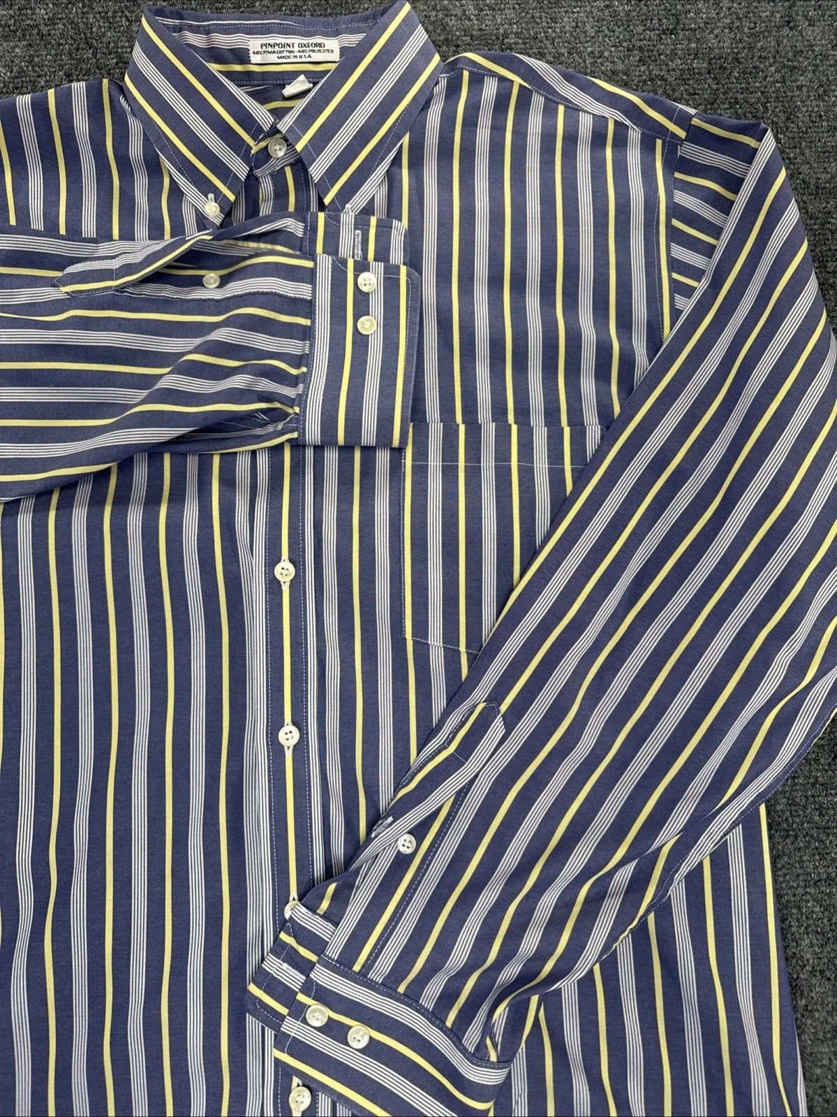 Vintage John Henry Pinpoint Oxford Shirt 16 32-33 Made USA Striped Pima