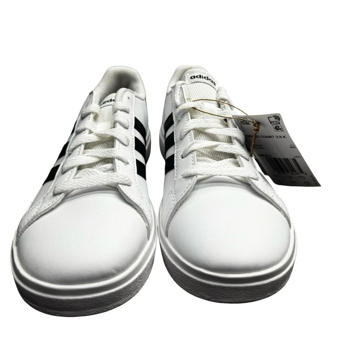 adidas Grand Court 2.0 K Kids 2 White Black GW6511 New with Box