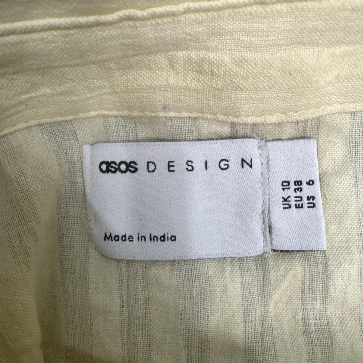 ASOS Design Yellow Seersucker Shirt Mini Dress Women's 6 NWT D Ring Belt