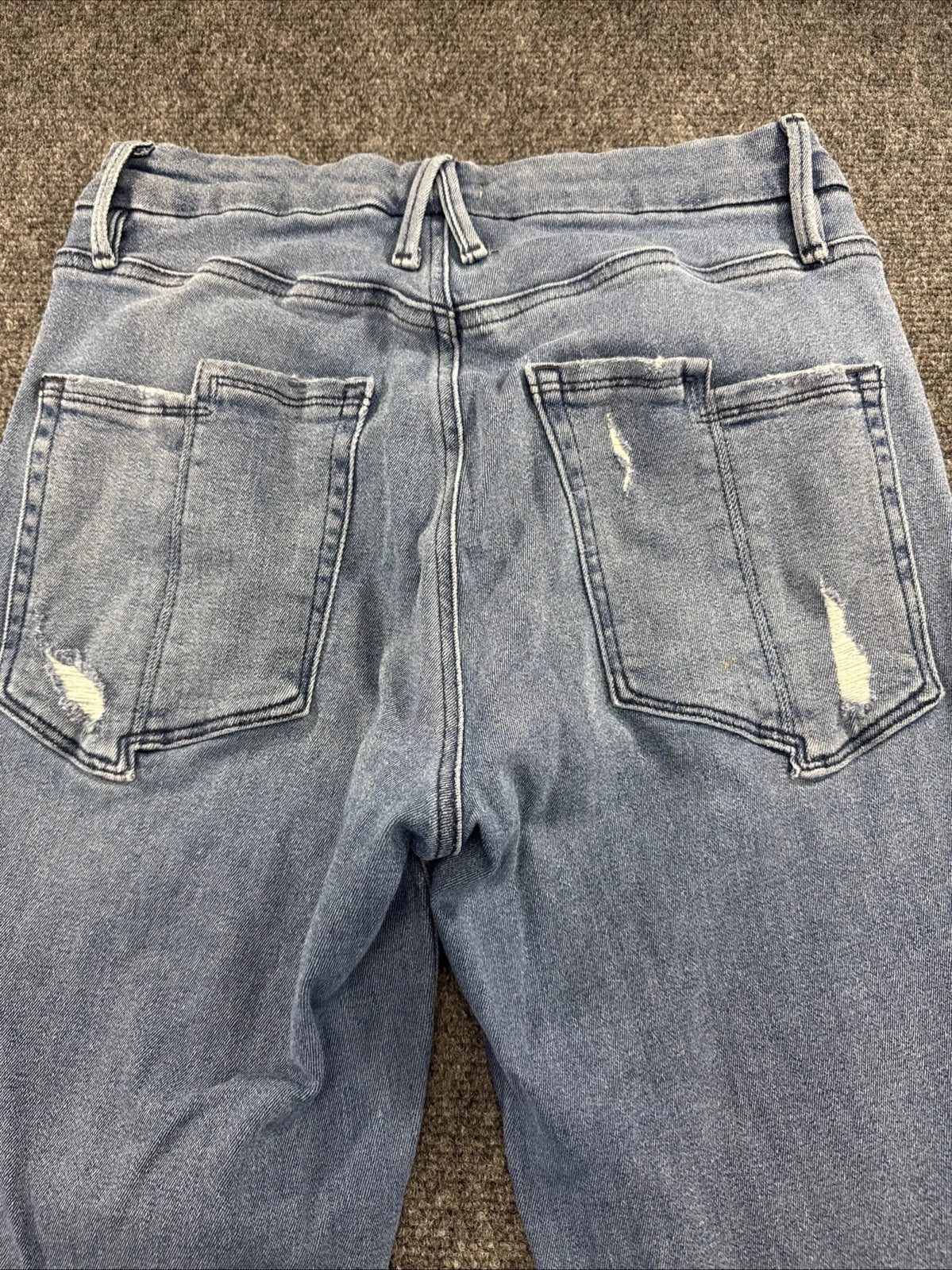 Good American Good Legs Straight Jeans Womens 10/30 Light Wash Raw Hem Stretch
