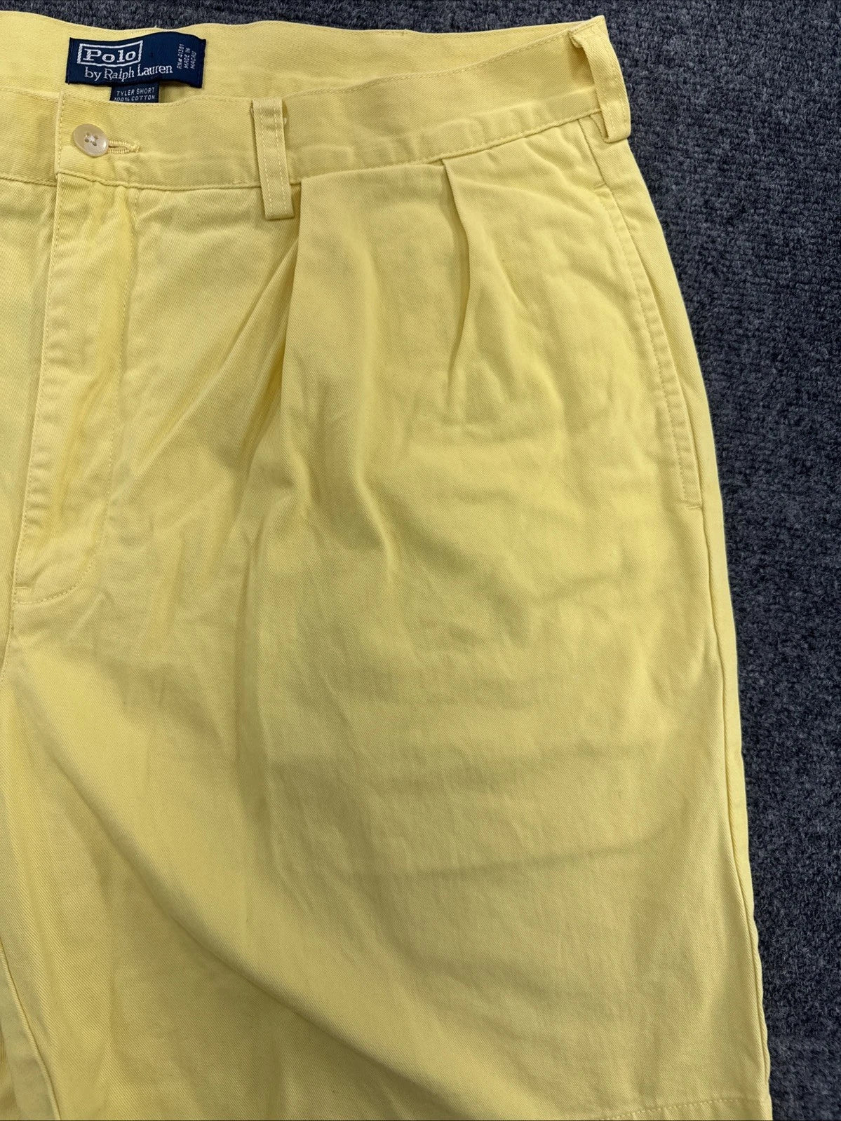 Polo Ralph Lauren Tyler Shorts Mens 38 Yellow Pleated Chino 100% Cotton VTG