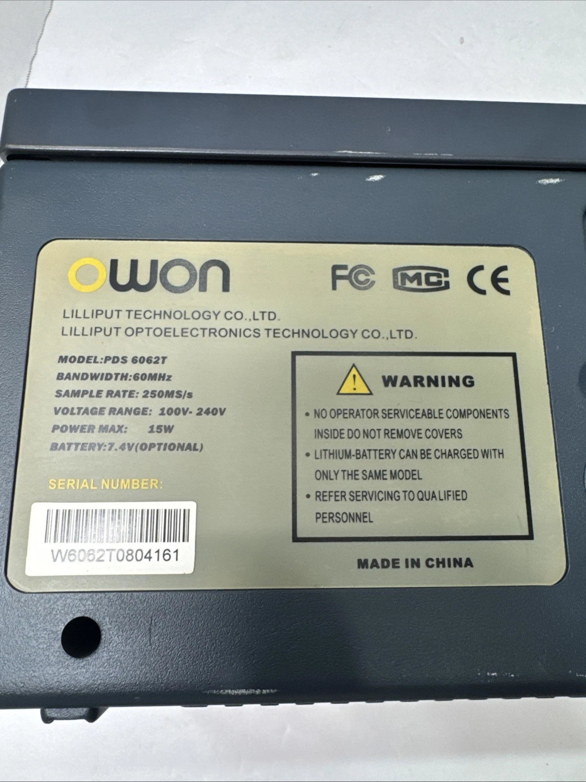 OWON PDS6062T 60MHz Digital Storage Oscilloscope 2 Channel Tested w Probes