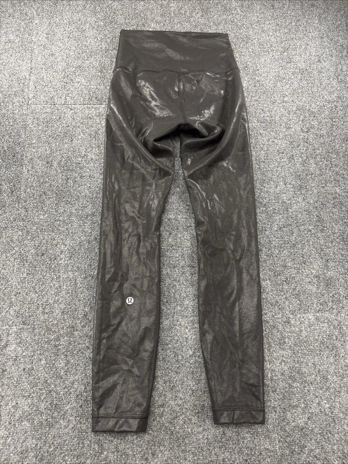 Lululemon Wunder Under Shine Leggings Women's 2 Black High Rise Foil EUC