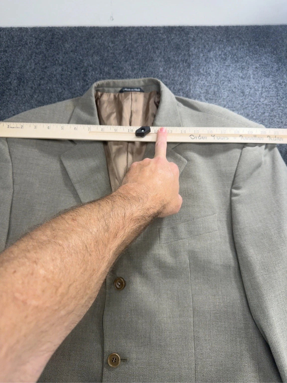 Lamberti Made in Italy Mens Sport Coat Blazer Gray 3 Button Long Tailored