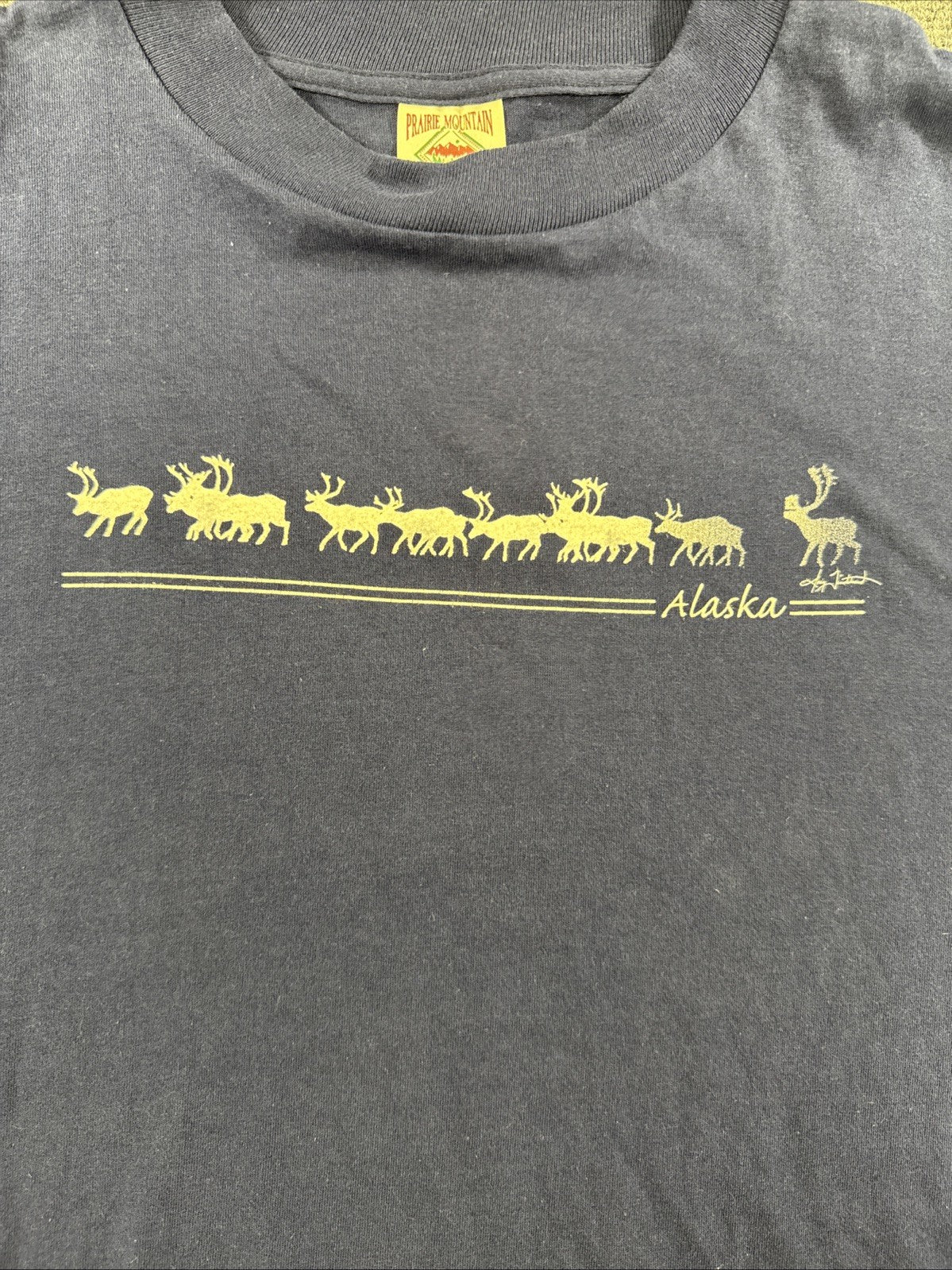 Vintage 90s Prairie Mountain Alaska Caribou T-Shirt XL USA Single Stitch