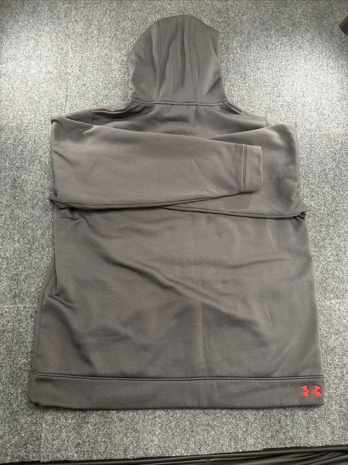 Under Armour Men's XXL Charcoal Gray Red Logo Performance Fleece Hoodie