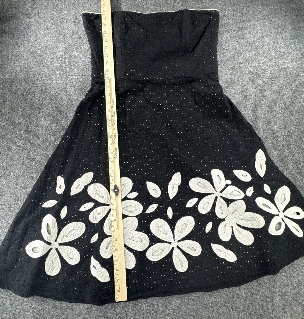 Vintage Y2K Spenser Jeremy Strapless Eyelet Floral Midi Dress Women's 12