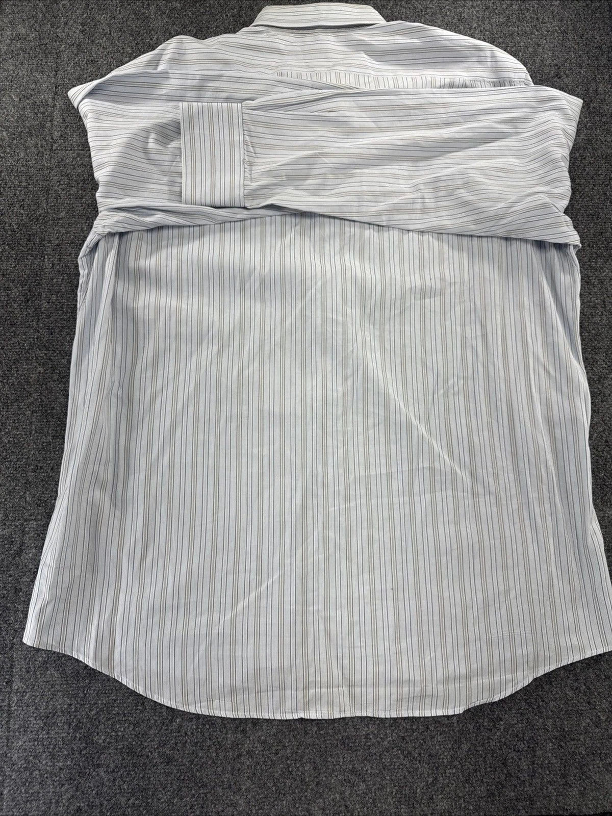 Vintage Lacoste Shirt Men’s 44 XL Light Blue Stripe Hong Kong Cotton Button Down