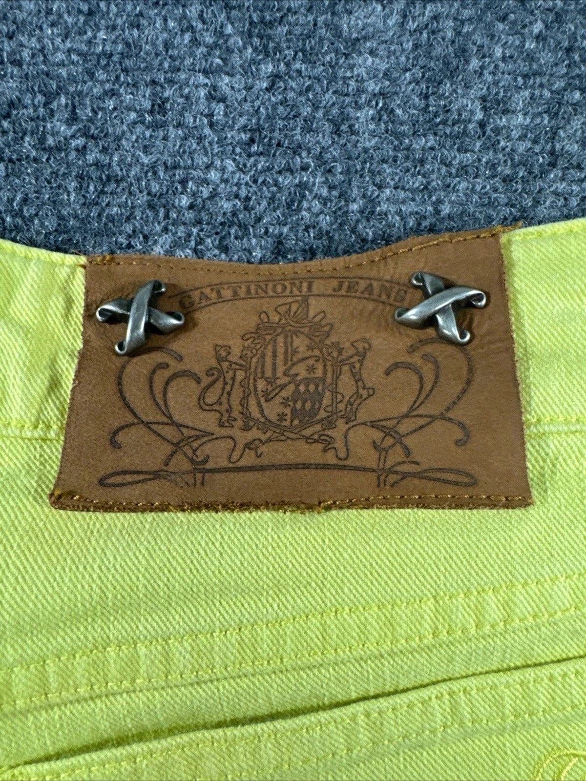 Gattinoni Jeans Women's 30 Neon Yellow Chartreuse Straight Leg Designer