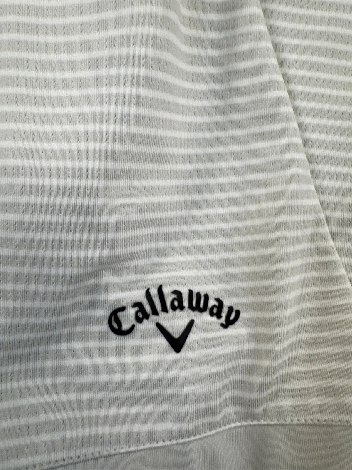 Callaway Opti-Dri Golf Polo Men’s L Gray White Striped Stretch Performance