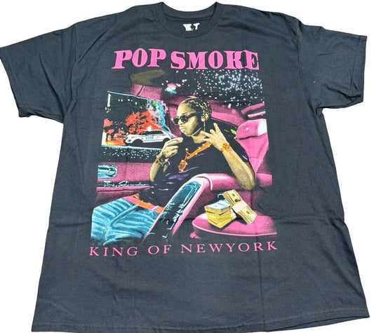 Pop Smoke x VLONE King of New York T-Shirt Men’s XXL Black Pink NWOT