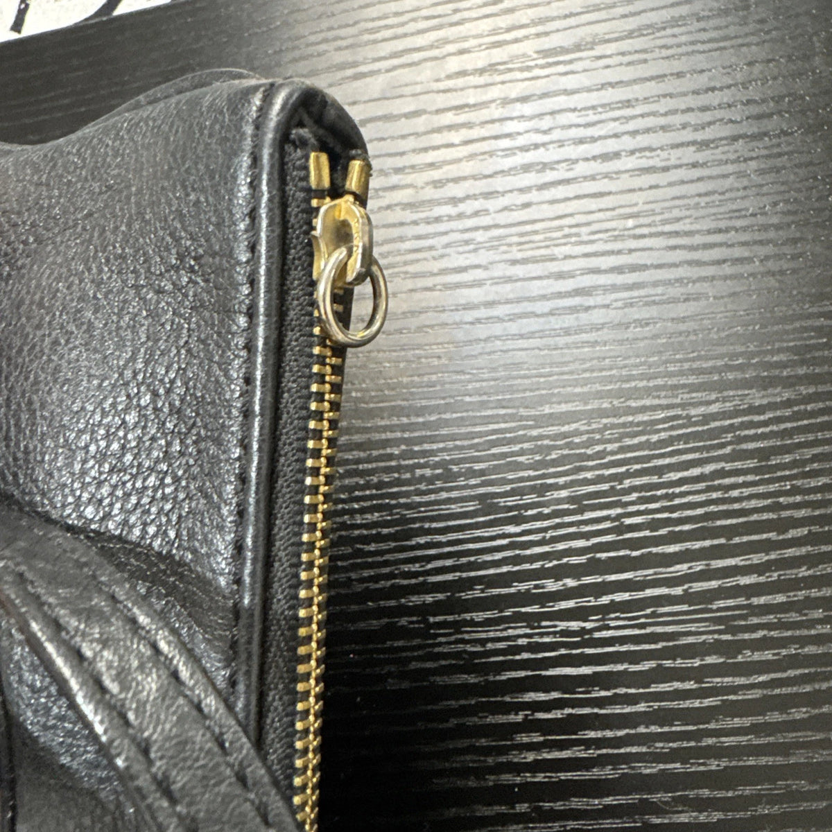 Michael Kors Fulton Large Wristlet Wallet Black Pebbled Leather Gold MK Clutch