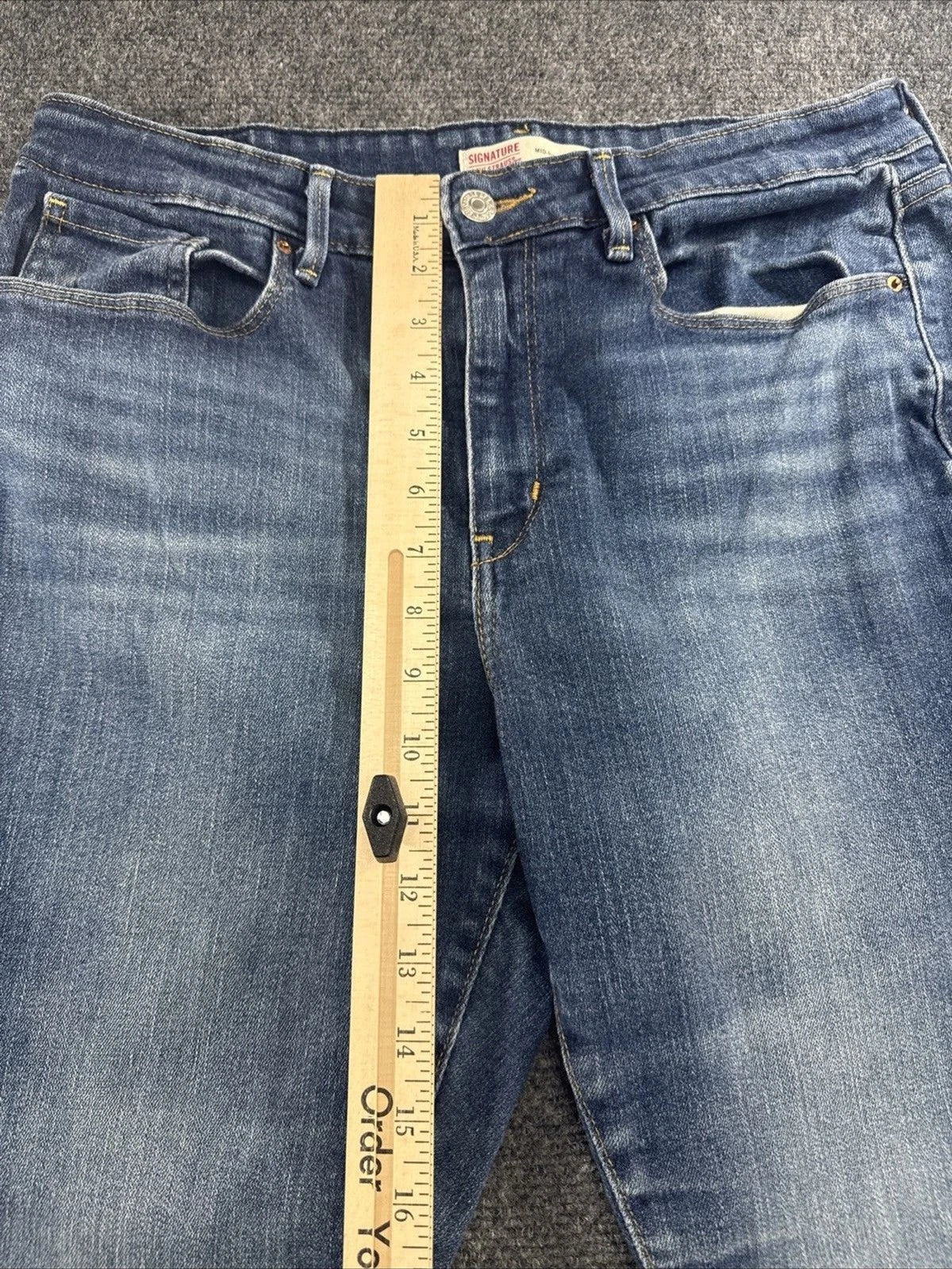 Levi Strauss Signature Mid Rise Bootcut Jeans Women W31 L30 Blue Stretch Denim