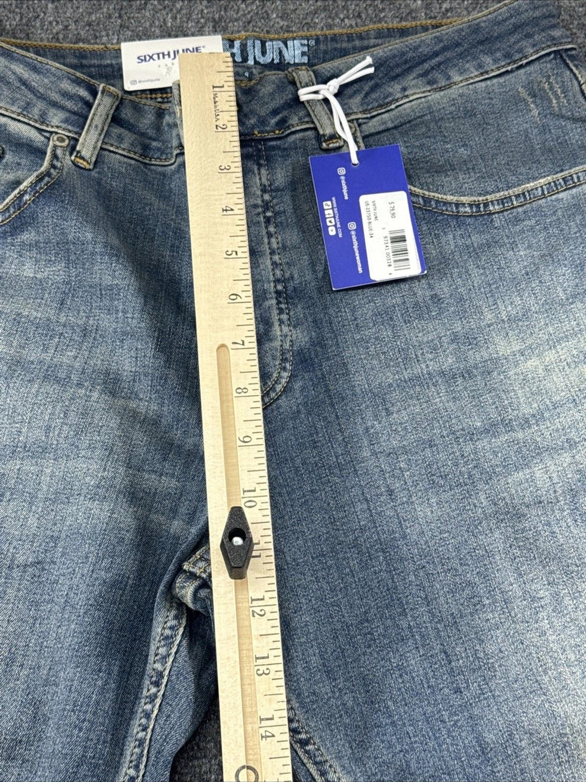 Sixth June Distressed Slim Fit Jeans Men's Size 34 Blue Denim NWT Streetwear