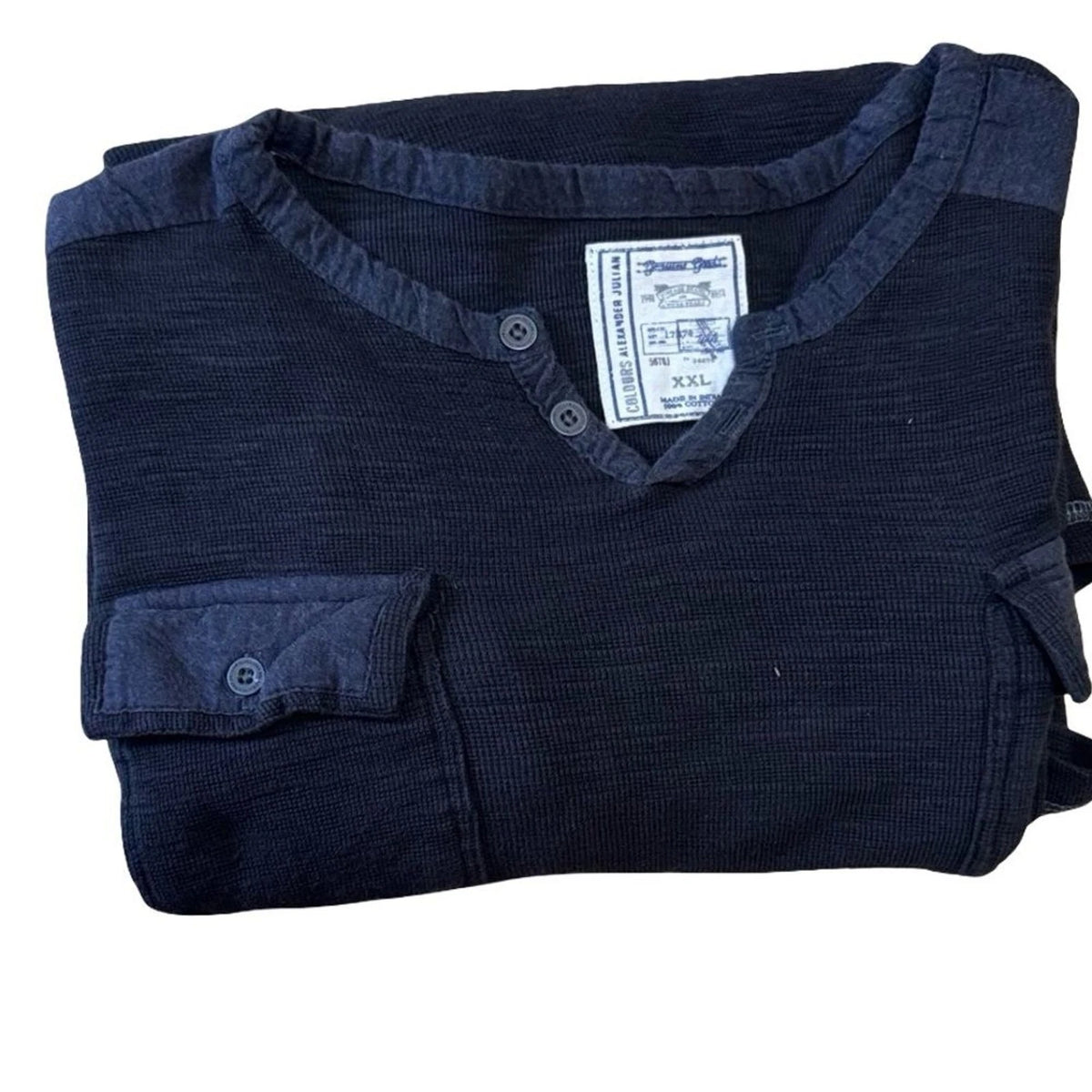 Colours by Alexander Julia Henley Shirt Men’s 2XL Navy Long Sleeve Double Pocket