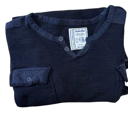 Colours by Alexander Julia Henley Shirt Men’s 2XL Navy Long Sleeve Double Pocket