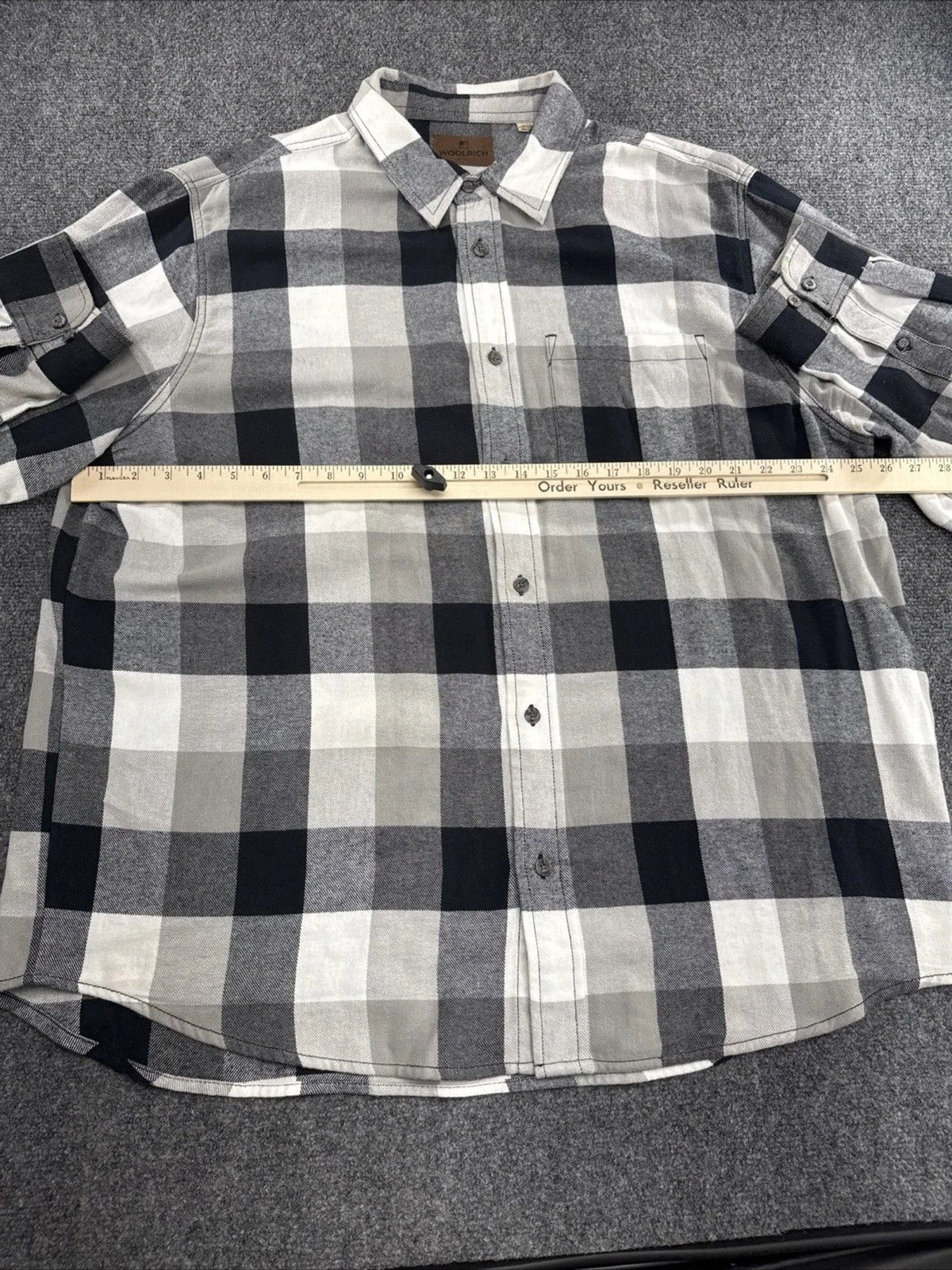 Woolrich Flannel Shirt Mens XXL Gray Black Buffalo Plaid Button Up BNWOT