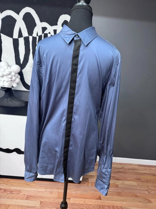 Guess Blue Black Contrast Dress Shirt Men's Large Button Up EUC Business Casual