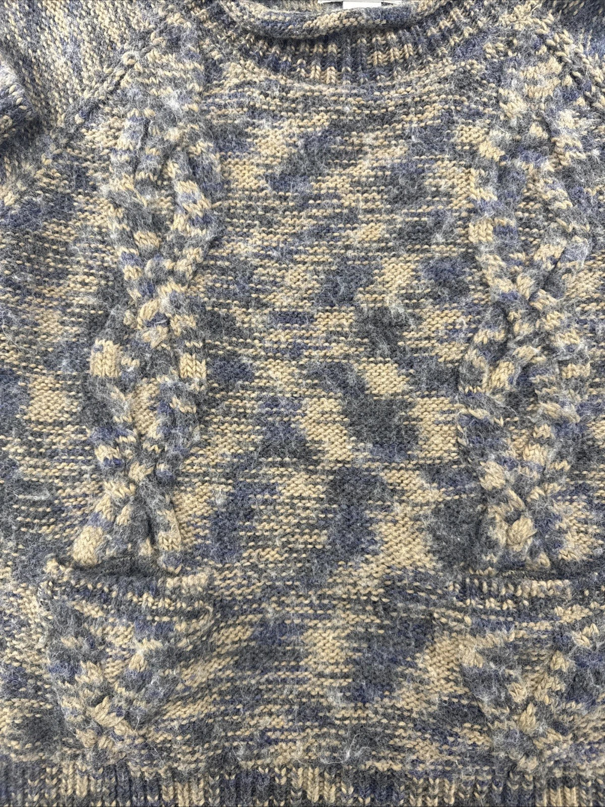 Design History Wool Blend Cable Knit Sweater Women’s L Pockets Marled Cozy