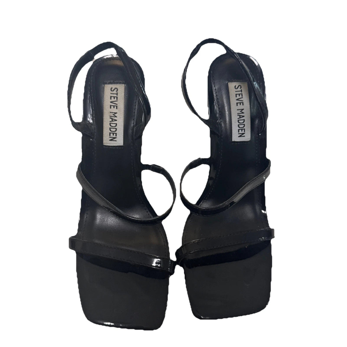 STEVE MADDEN Gracey Black Square Toe Stiletto Heeled Sandal 6.5 EUC