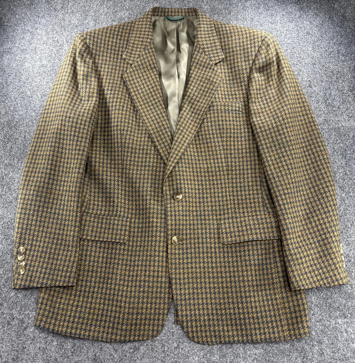 Vintage Austin Reed Wool Tweed Sport Coat 42L Brown Blue Check Scotland