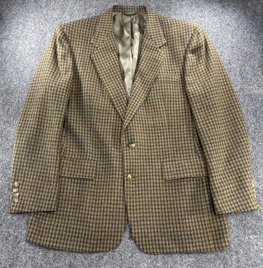 Vintage Austin Reed Wool Tweed Sport Coat 42L Brown Blue Check Scotland