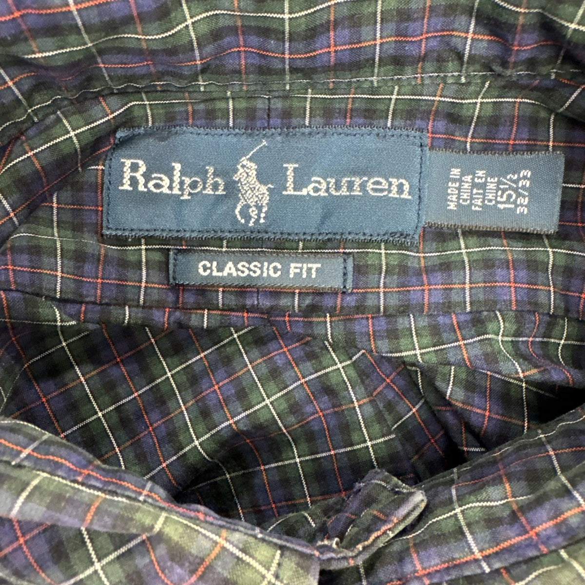 Polo Ralph Lauren Classic Fit Shirt Men’s M Green Blue Plaid Long Sleeve Pony