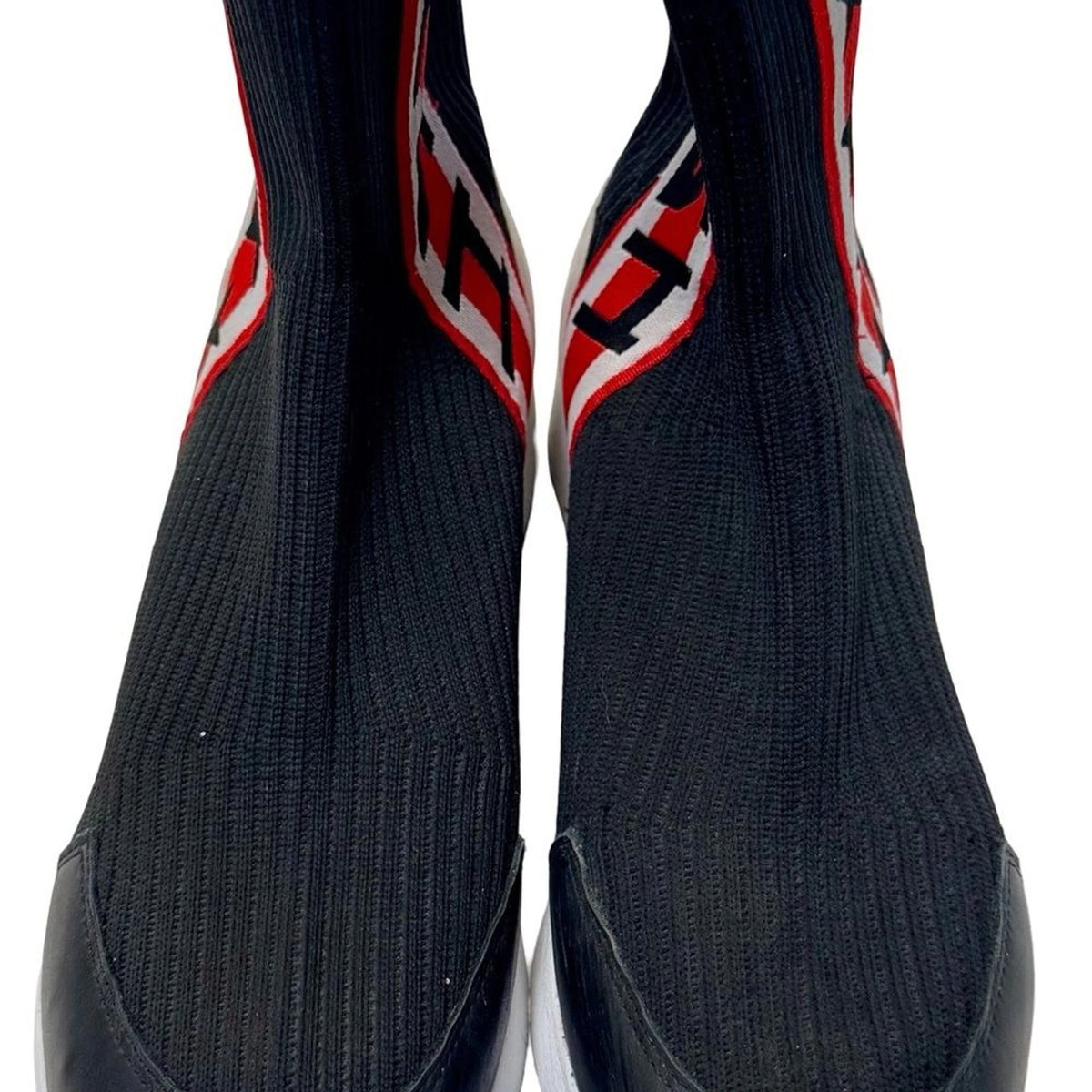 ASH Sock Sneakers Women EU 38 US 7.5 Black Red Star Stripe Knit Designer