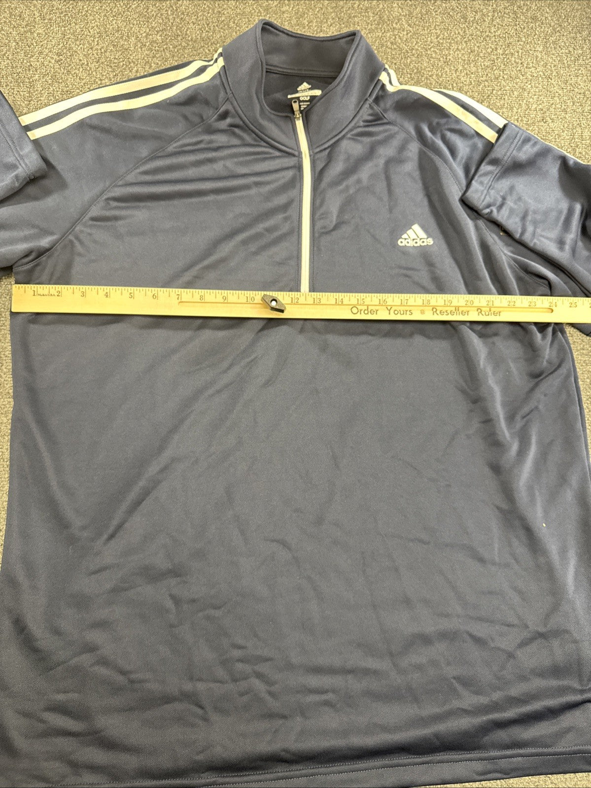 Adidas Golf Men's 2XL Navy UPF 50 3-Stripe Quarter Zip Performance Pullover NWT