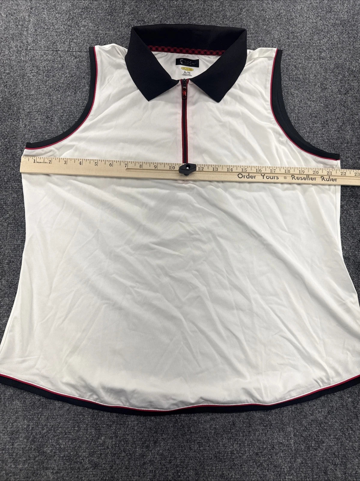 Greg Norman Play Dry Sleeveless Golf Polo White Black Red Women’s XL