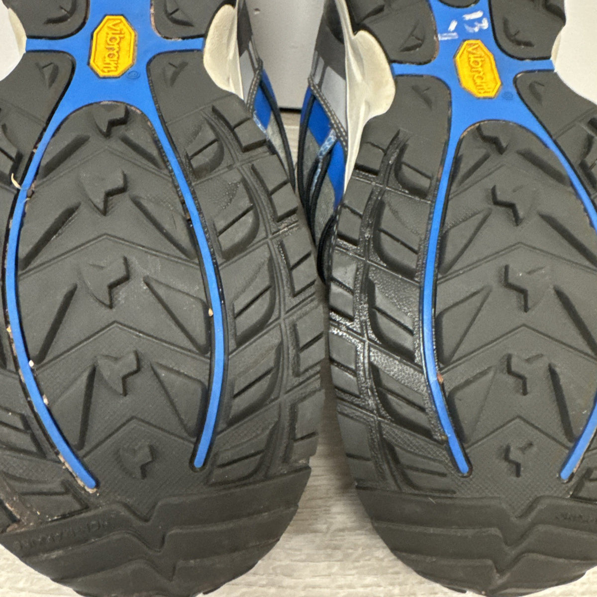 Eddie Bauer Waterproof Vibram Trail Hiking Shoes Gray Blue Men's Size 8.5