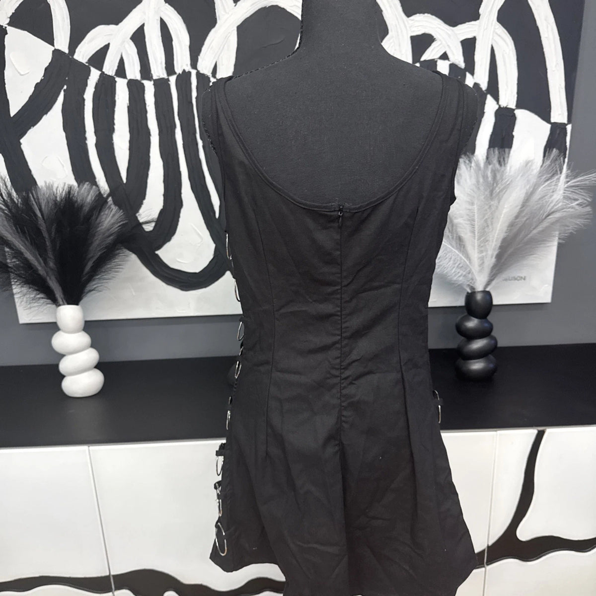 Shein Hollow Out Bodycon Dress Women's 4 Black Sleeveless Party EUC