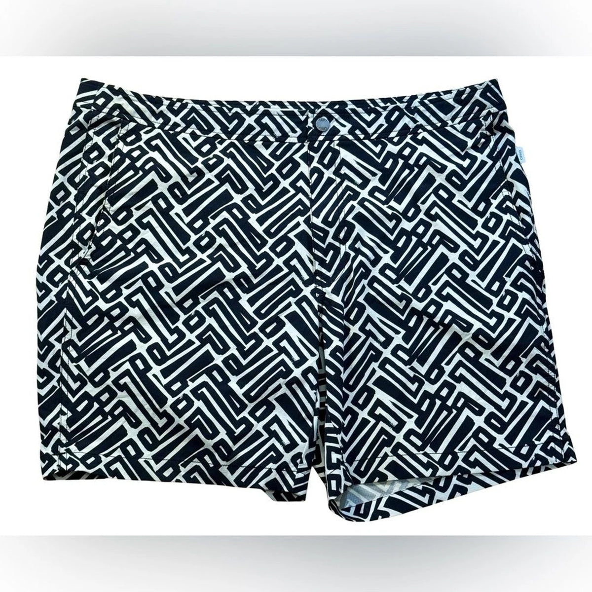 Onia Swim Trunks Men’s 38 Black White Pattern Designer Beach Shorts EUC